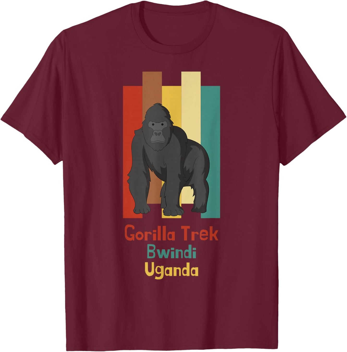 Gorilla Trekking Bwindi Impenetrable Uganda Safari Souvenir T-Shirt - T-Shirt | Maroon