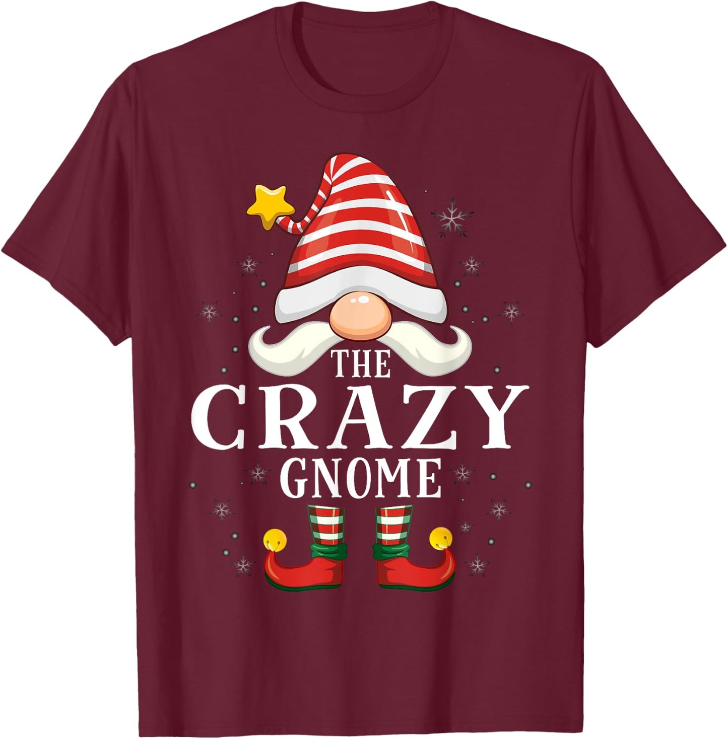The Crazy Gnome Christmas Group Family Pajama T-Shirt - T-Shirt | Maroon