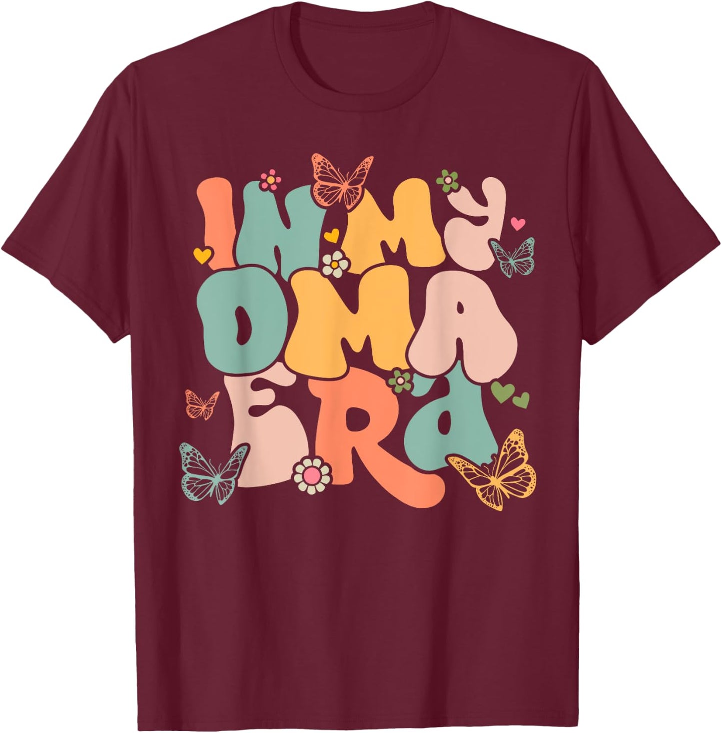 Retro Groovy In My Oma Era Mother's Day T-Shirt - T-Shirt | Maroon