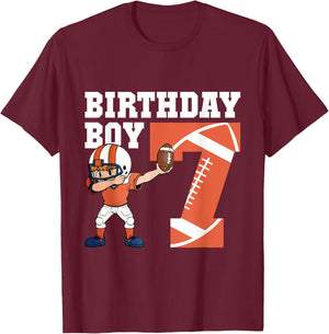 7th Birthday Boy Football Player Dabbing 7 Years Old Kids T-Shirt - T-Shirt | Maroon