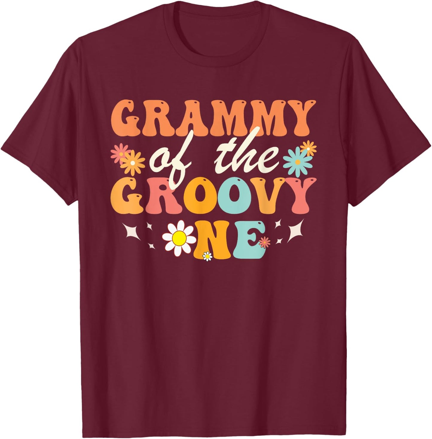 Grammy of Groovy One Matching Family First Birthday Party T-Shirt - T-Shirt | Maroon
