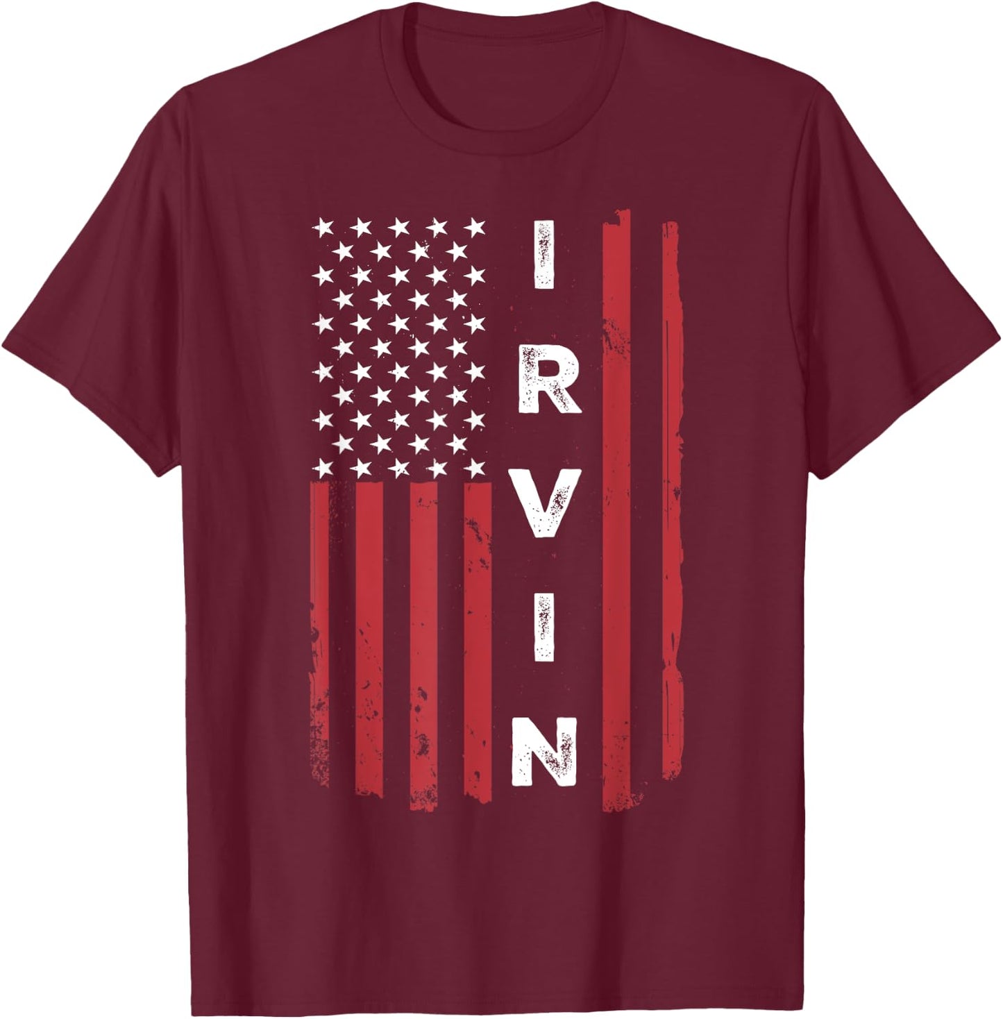 Irvin USA Flag American Flag Patriotic T-Shirt - T-Shirt | Maroon