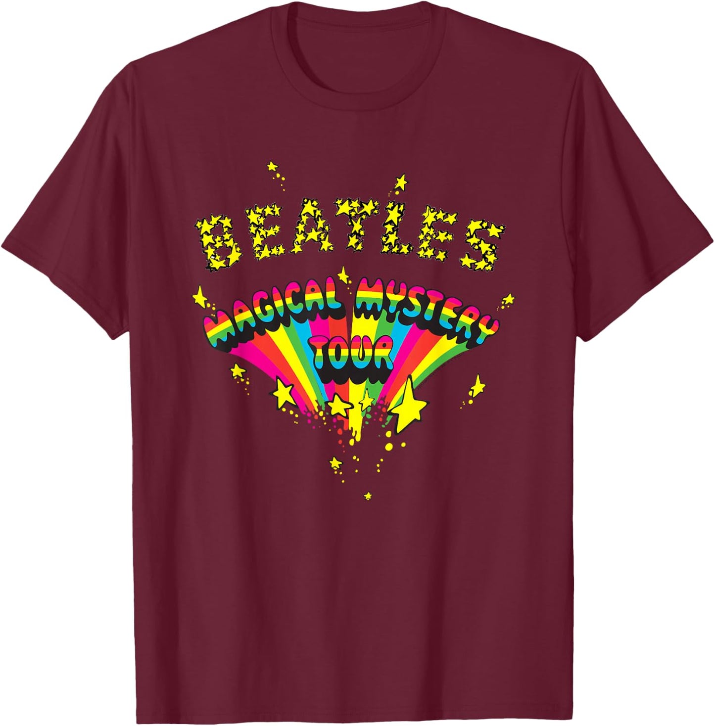 The Beatles Magic Mystery Tour Rainbow T-Shirt - T-Shirt | Maroon