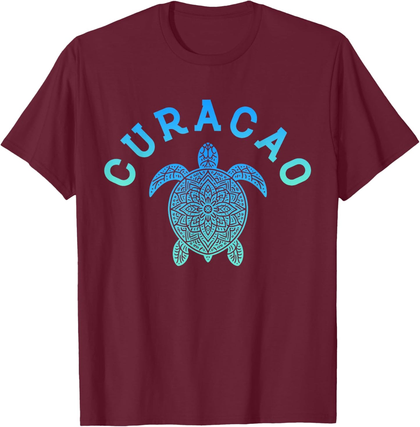 Curacao Tribal Sea Turtle Beach Vacation T-Shirt - T-Shirt | Maroon