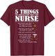 5 Things You Should Know About This Nurse (on back) T-Shirt - T-Shirt | Maroon