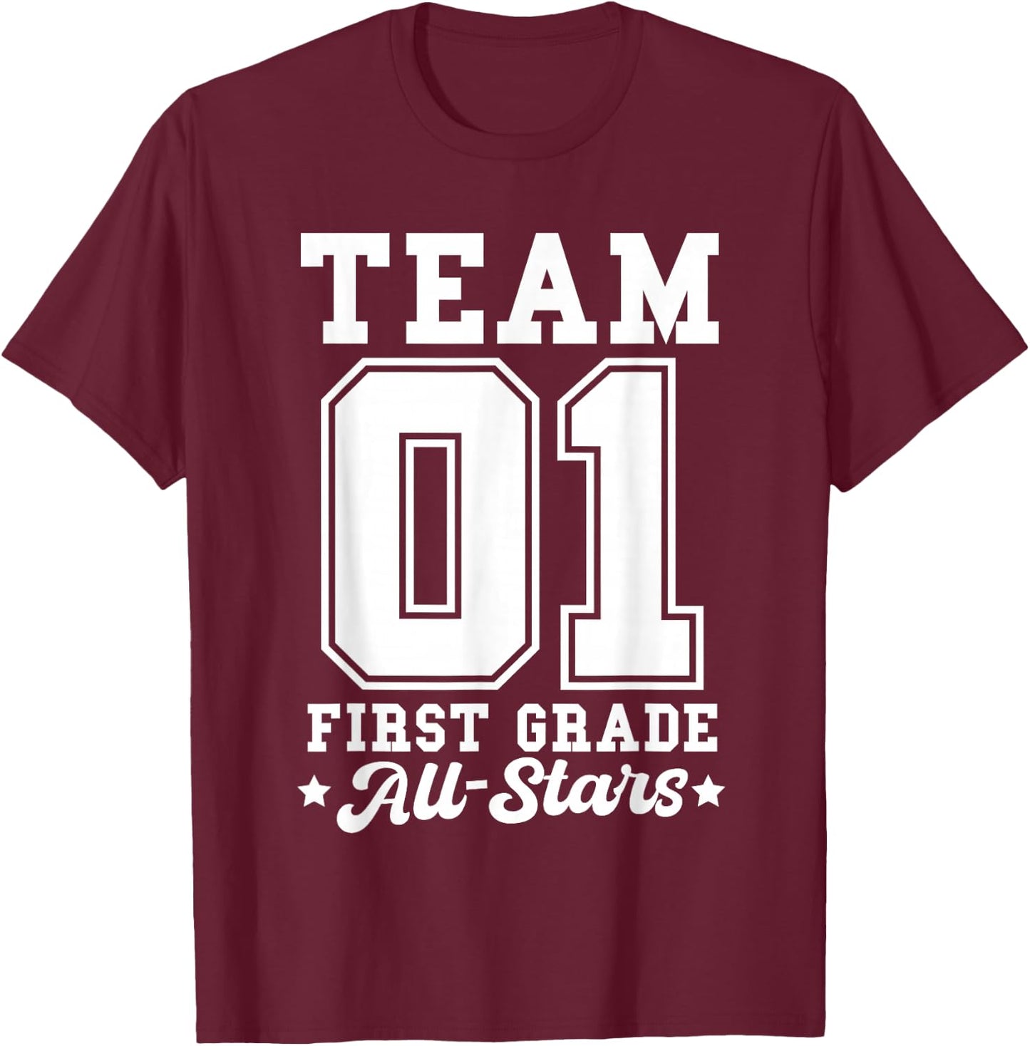 Team 1st Grade All-Stars Back To School Sports Jersey T-Shirt - T-Shirt | Maroon