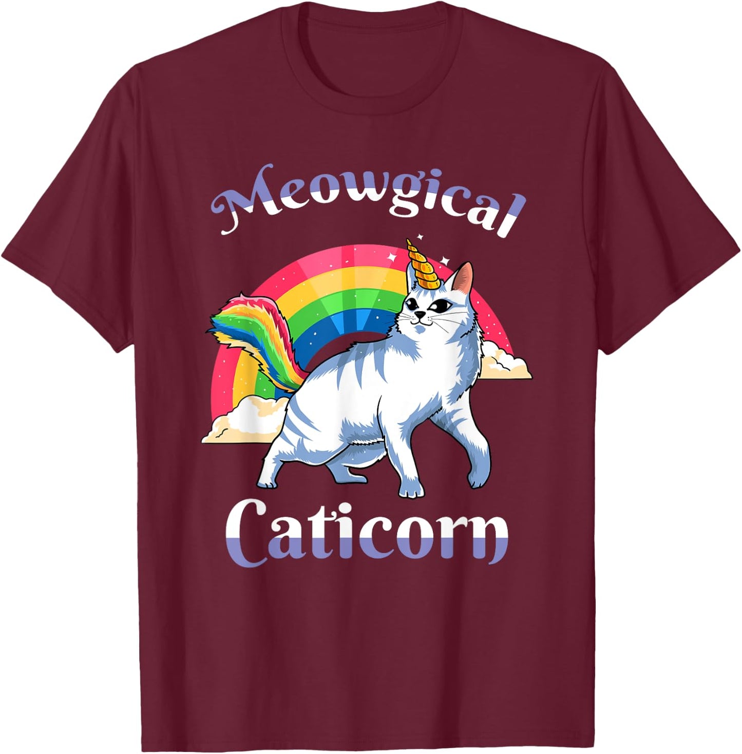 Meowgical Caticorn Unicorn Cat Girls Kitty Kitten Lover Gift T-Shirt - T-Shirt | Maroon