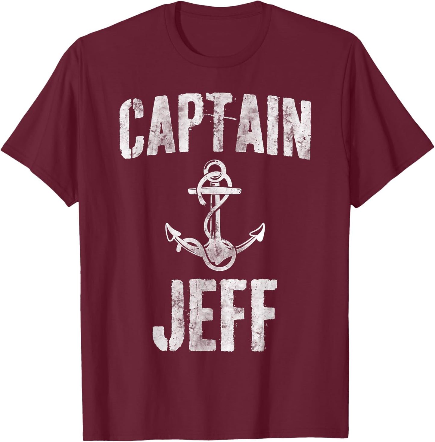 Funny Personalized Boating Shirt First Name Captain Jeff T-Shirt - T-Shirt | Maroon