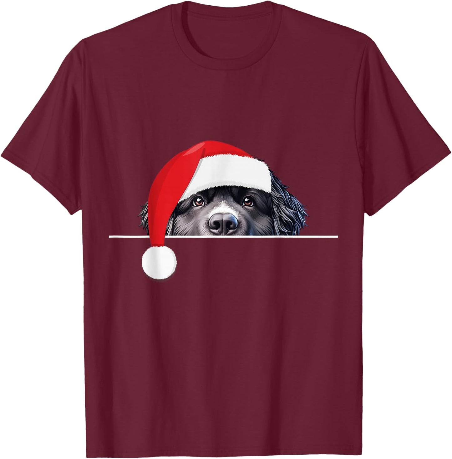 New foundland Dog Lover Funny Santa Hat Christmas T-Shirt - T-Shirt | Maroon