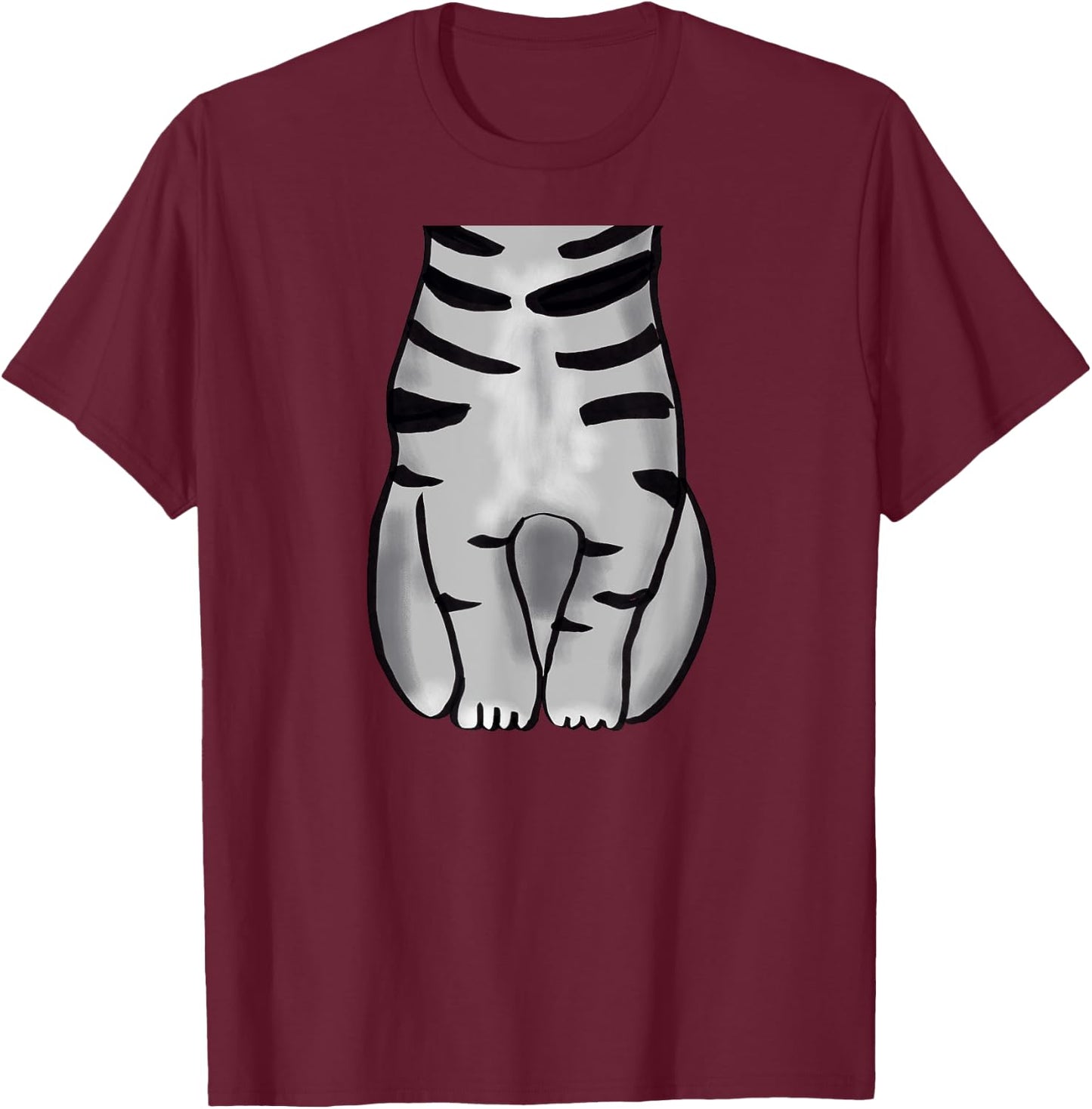 Easy Grey Striped Cat Halloween Costume T-Shirt - T-Shirt | Maroon
