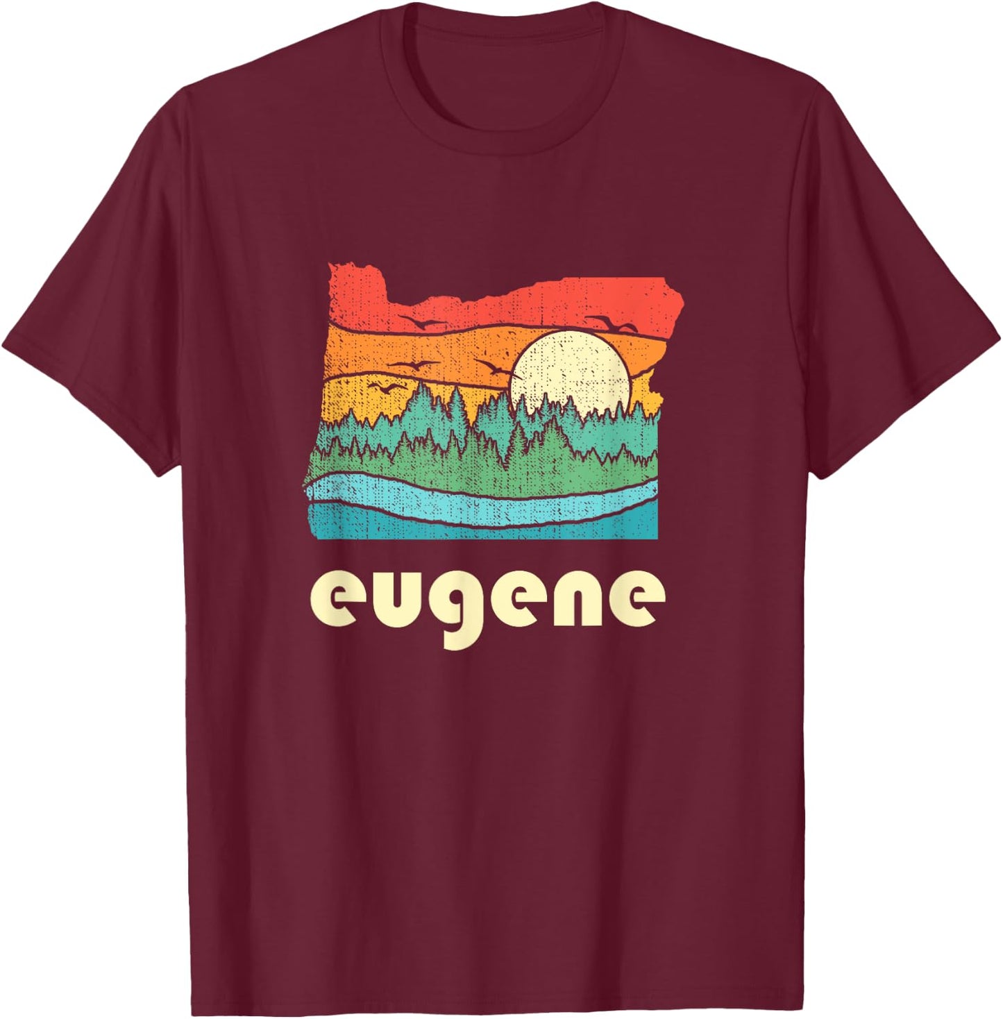 Retro Vintage Eugene Oregon Throwback Gift T-Shirt - T-Shirt | Maroon