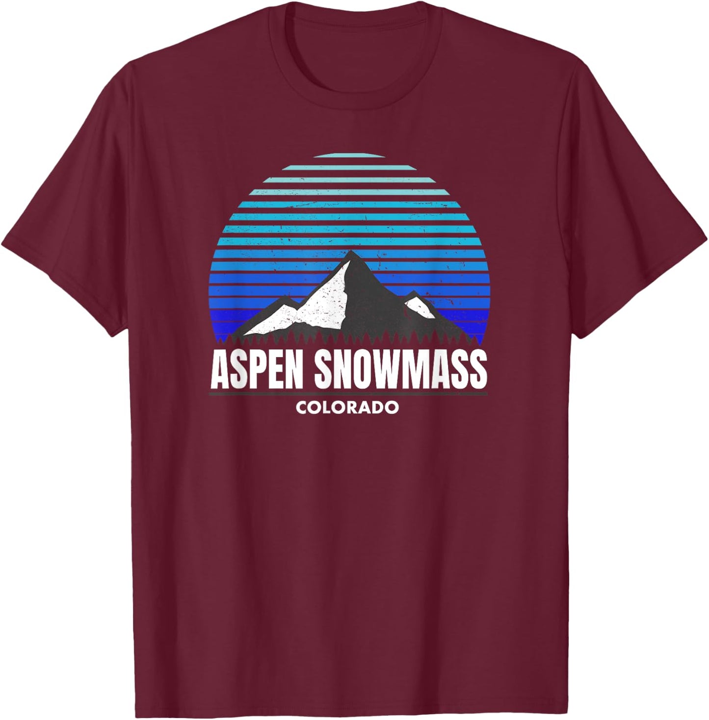 Aspen Snowmass Colorado Bluebird Day - Elevated CO Skiing T-Shirt - T-Shirt | Maroon