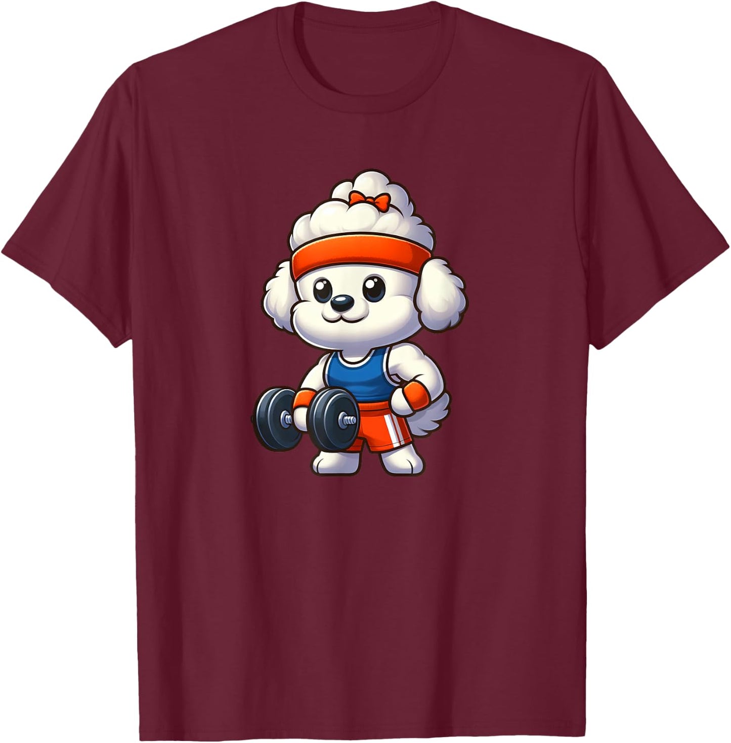 Bichon Frise Workout Dog Funny Weightlifting T-Shirt - T-Shirt | Maroon