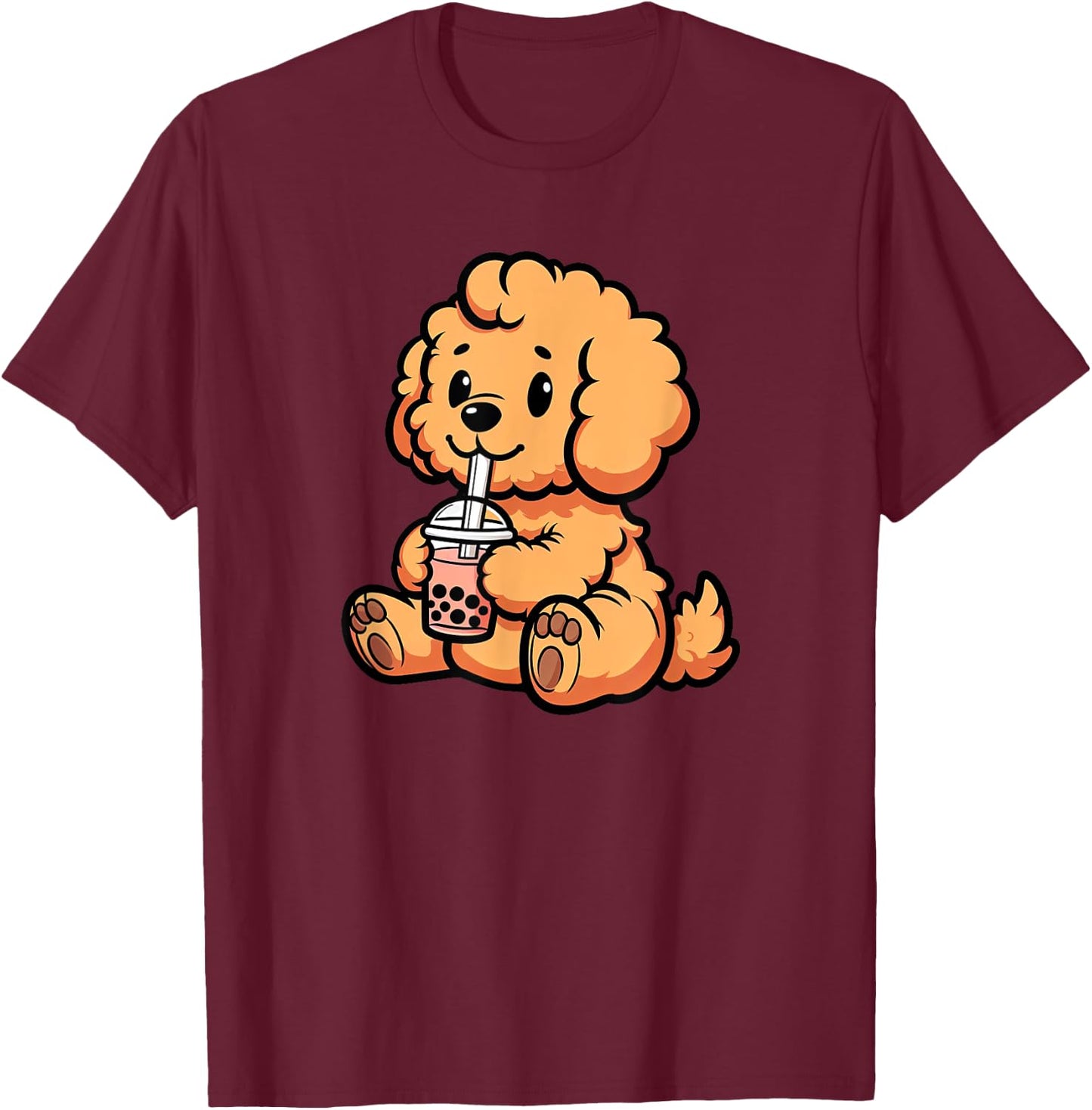 Goldendoodle Bubble Tea Dog Funny Boba T-Shirt - T-Shirt | Maroon