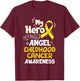 My Hero Is Now My Angel Childhood Cancer Awareness T-Shirt - T-Shirt | Maroon