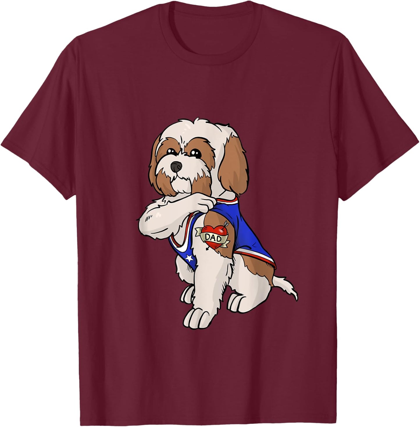 Shih Tzu Dog Love Dad Puppy Owner Men Women Kids T-Shirt - T-Shirt | Maroon