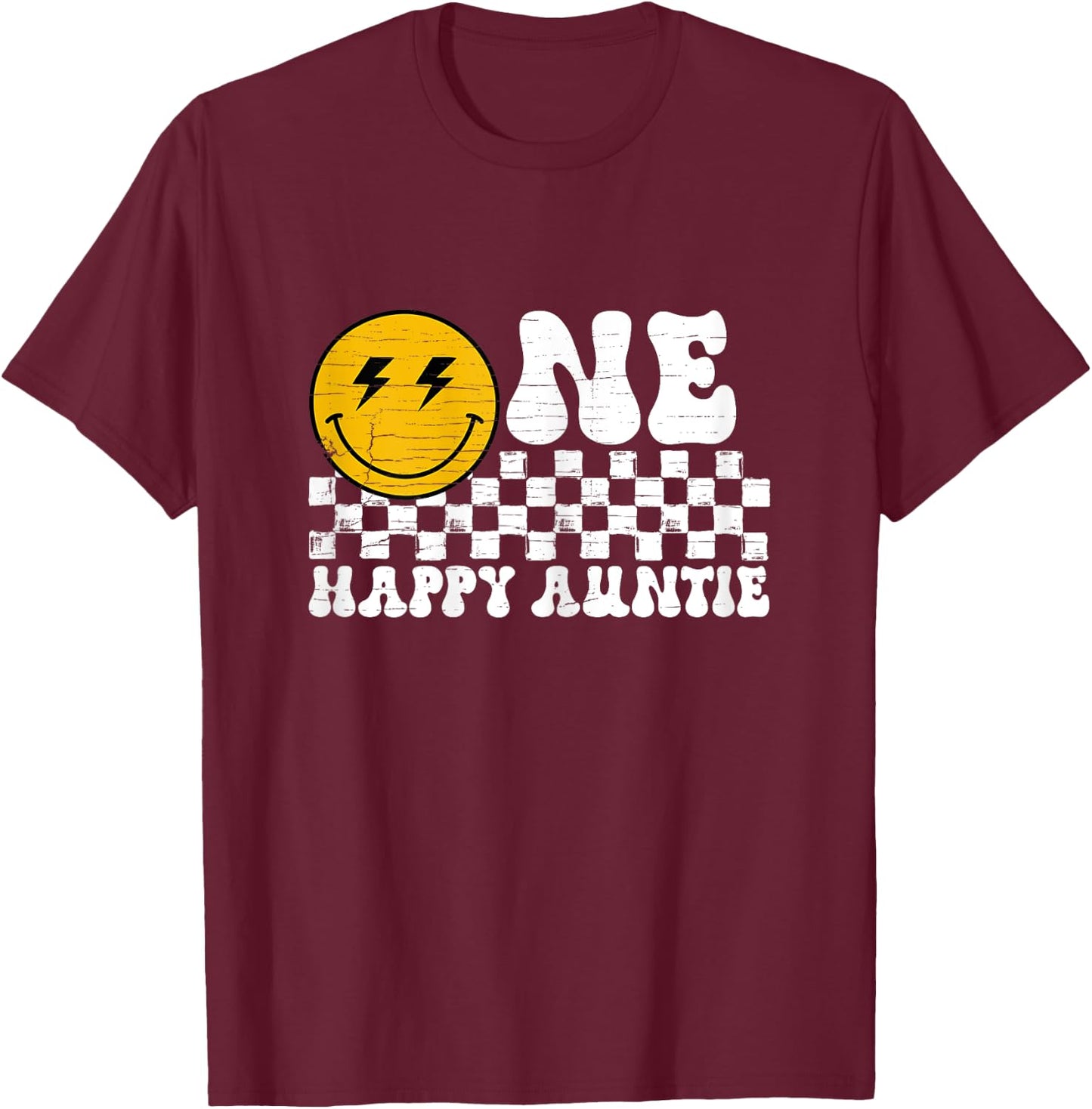 One Happy Dude Auntie 1st Birthday Family Matching T-Shirt - T-Shirt | Maroon