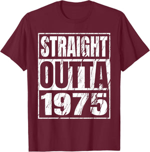 Straight Outta 1975 Retro Birthday Idea Born in 1975 Vintage T-Shirt - T-Shirt | Maroon