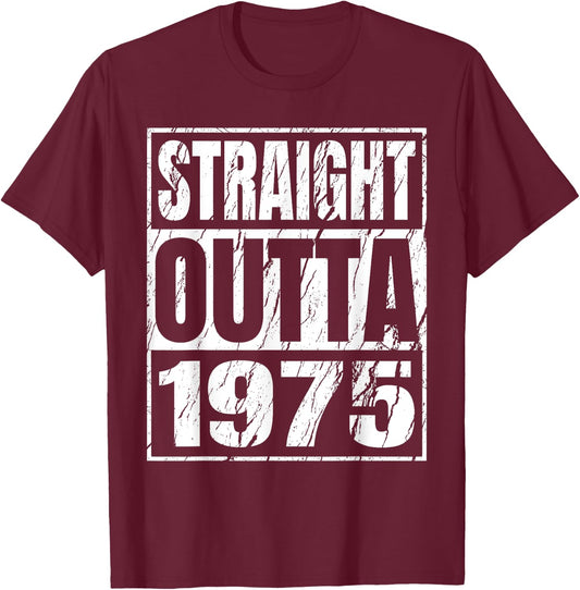 Straight Outta 1975 Retro Birthday Idea Born in 1975 Vintage T-Shirt - T-Shirt | Maroon