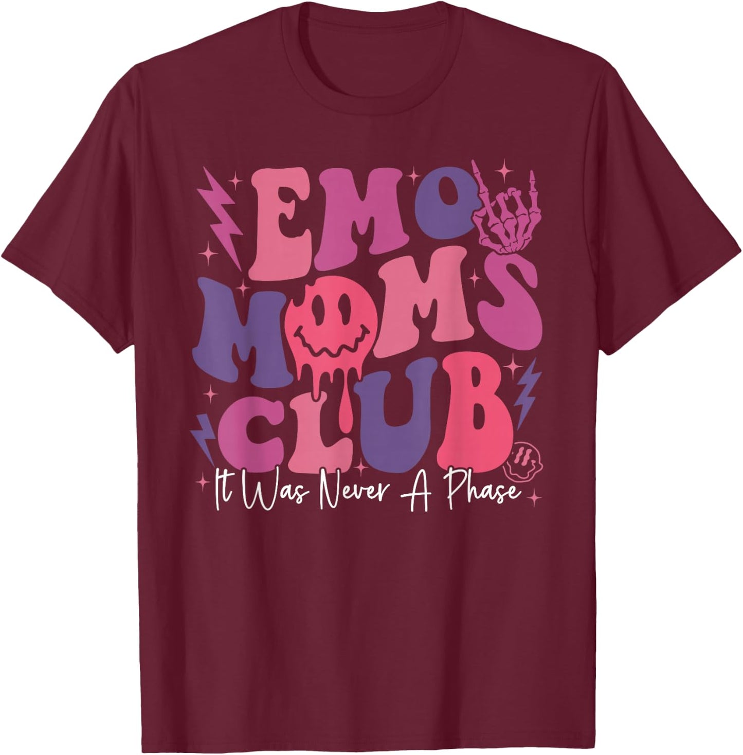 It Was Never A Phase Emo Moms Club Mother's Day Skeleton T-Shirt - T-Shirt | Maroon
