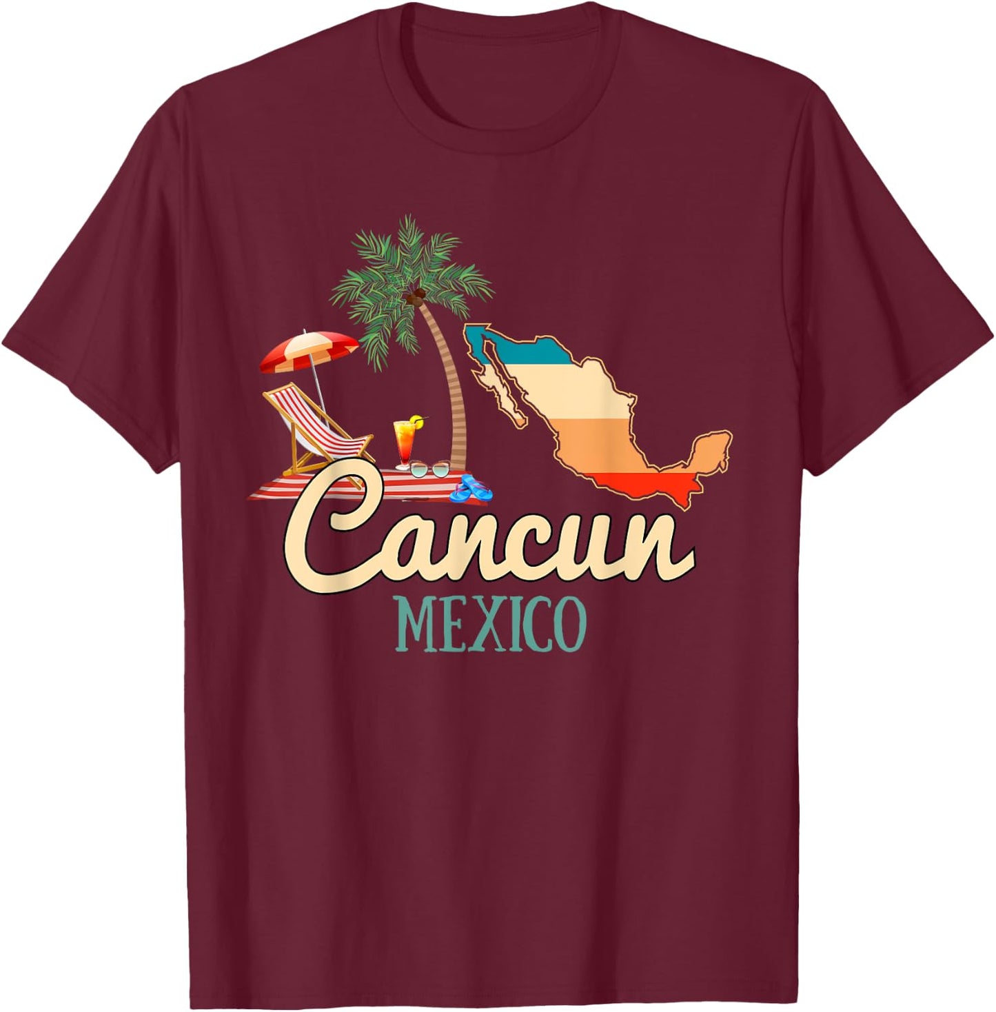 Cancun Mexico Souvenir Shirt Family Matching Vacation Cancun T-Shirt - T-Shirt | Maroon