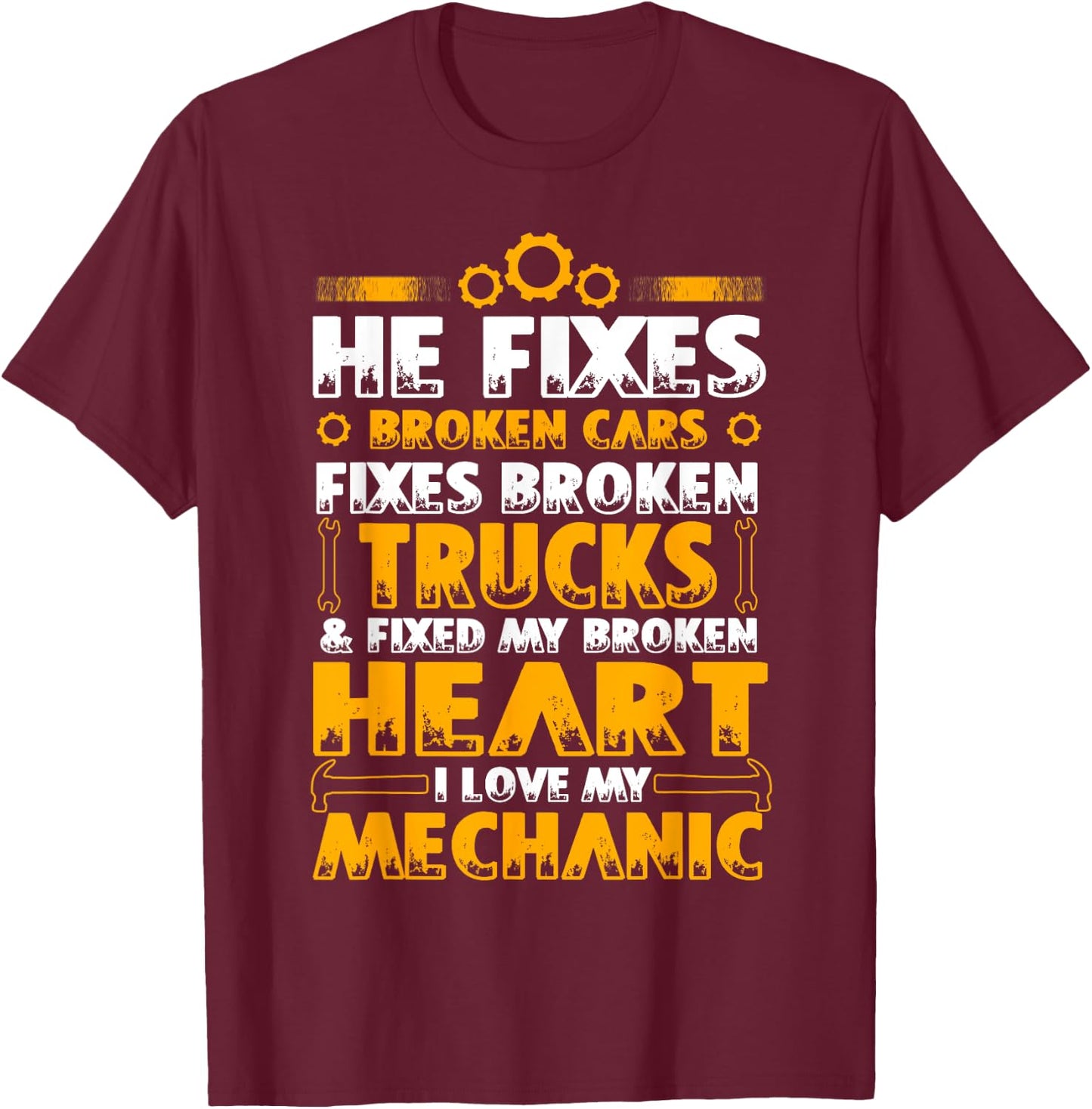 I Love My Mechanic T Shirt, Proud Mechanic's Wife T Shirt T-Shirt - T-Shirt | Maroon