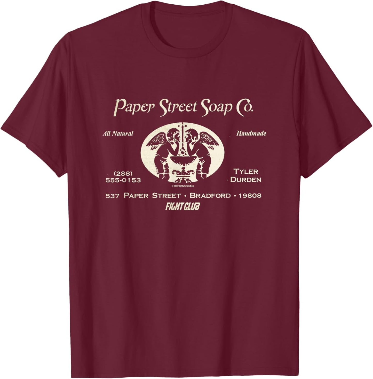 Fight Club Paper Street Soap Co. All Natural Handmade Logo T-Shirt - T-Shirt | Maroon