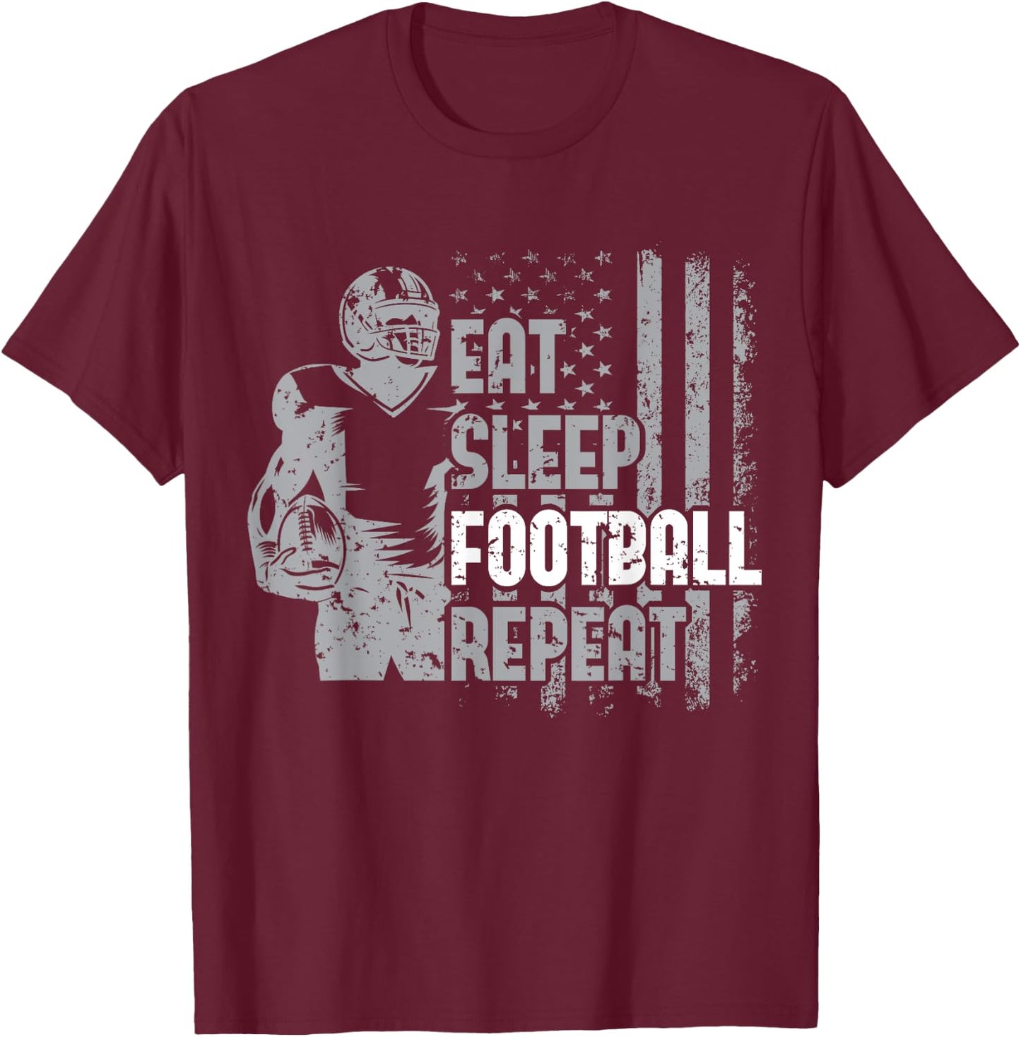 Eat Sleep Football Repeat Youth Shirt Kids Boys Girls Adult T-Shirt - T-Shirt | Maroon