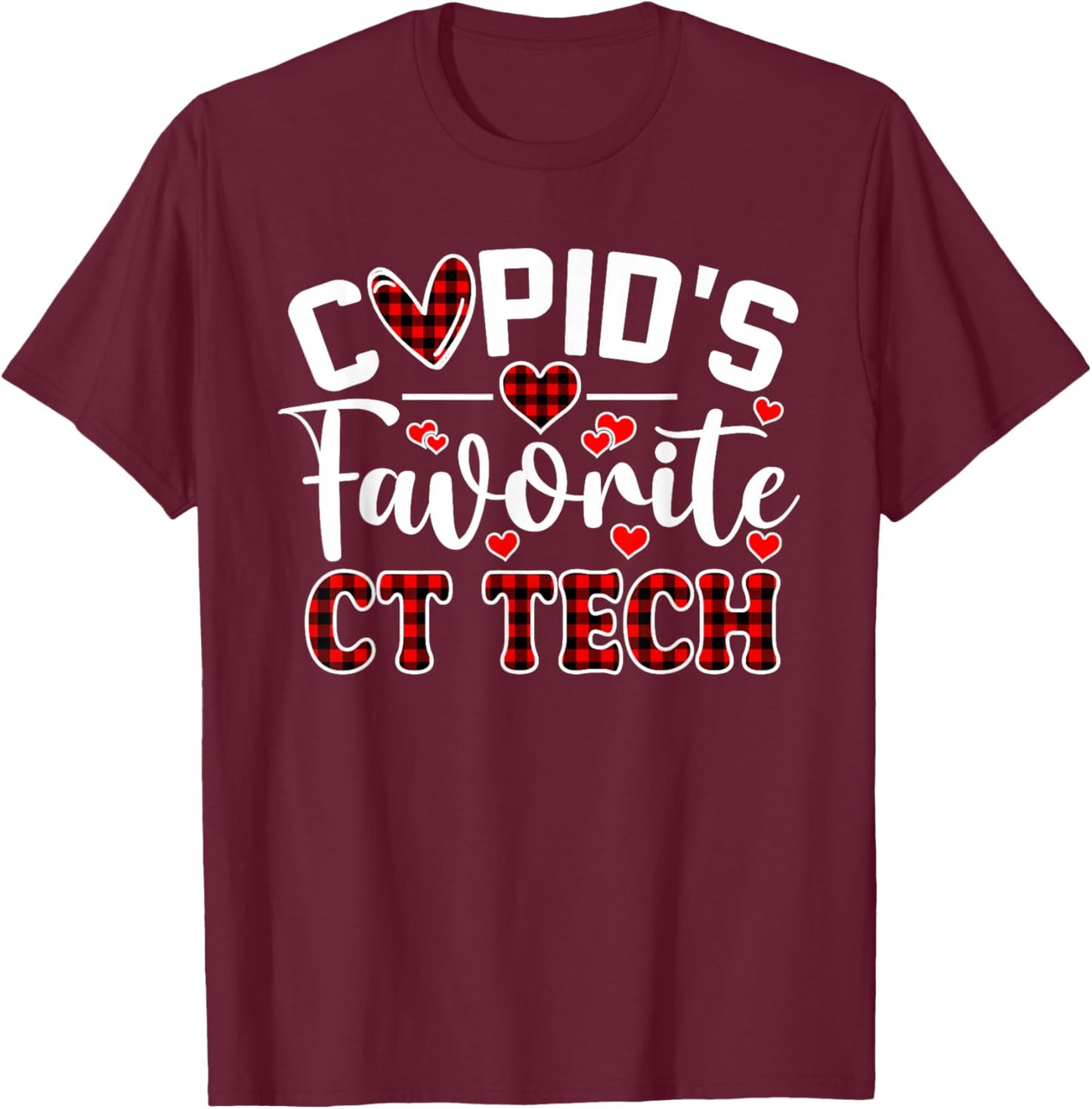 Cupid's Favorite CT Tech Cute Heart Valentine's Day T-Shirt - T-Shirt | Maroon