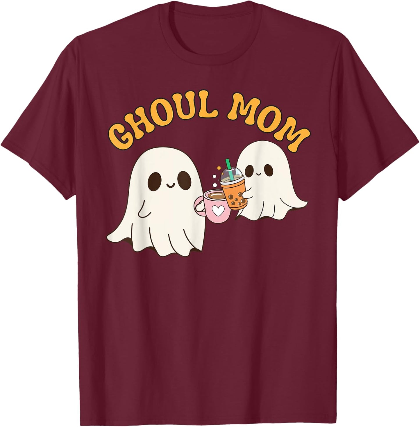 Ghoul Mom Cute Halloween Mother Ghost Mommy Trick Treating T-Shirt - T-Shirt | Maroon