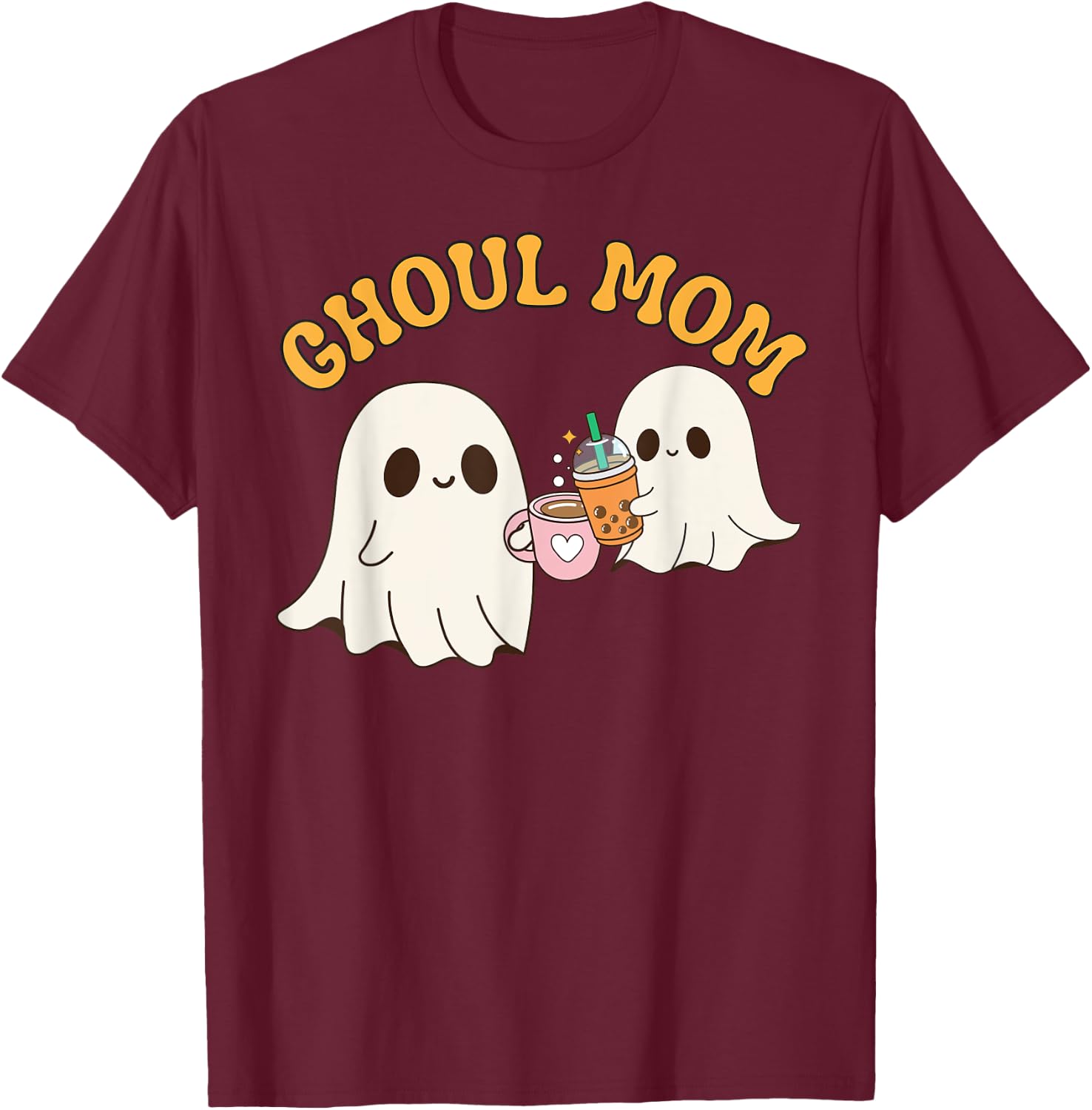 Ghoul Mom Cute Halloween Mother Ghost Mommy Trick Treating T-Shirt - T-Shirt | Maroon