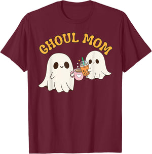 Ghoul Mom Cute Halloween Mother Ghost Mommy Trick Treating T-Shirt - T-Shirt | Maroon