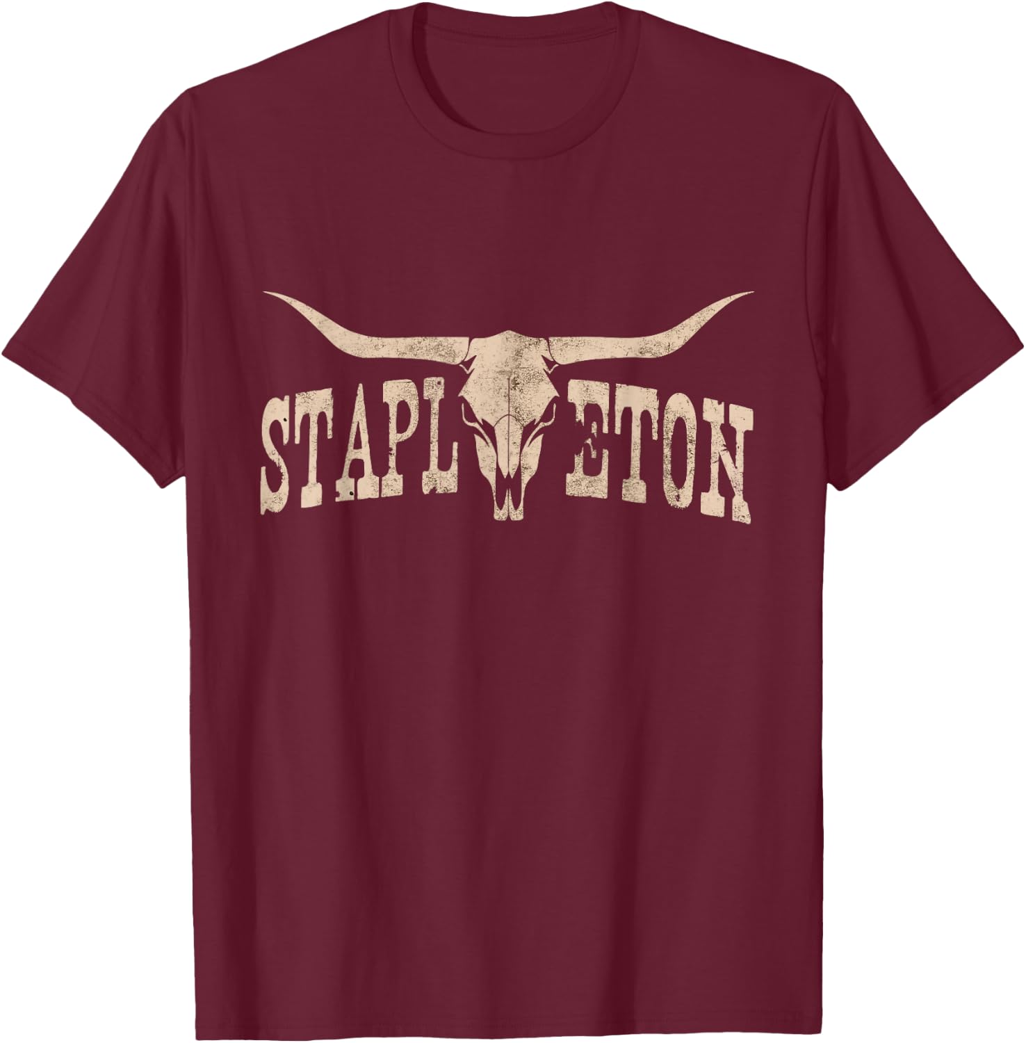 Lonazy Shop -Adults Kids Black Stapleton Personalized Retro Western Graphic T-Shirt - T-Shirt | Maroon