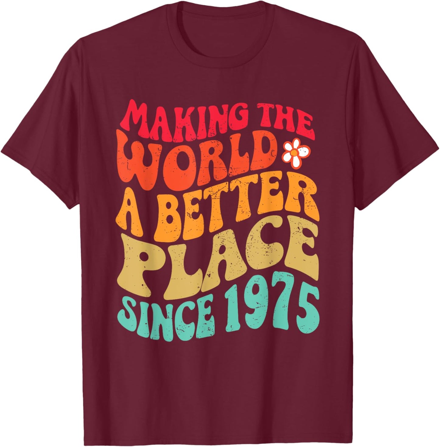 1975 Birthday - Making The World A Better Place Since 1975 T-Shirt - T-Shirt | Maroon