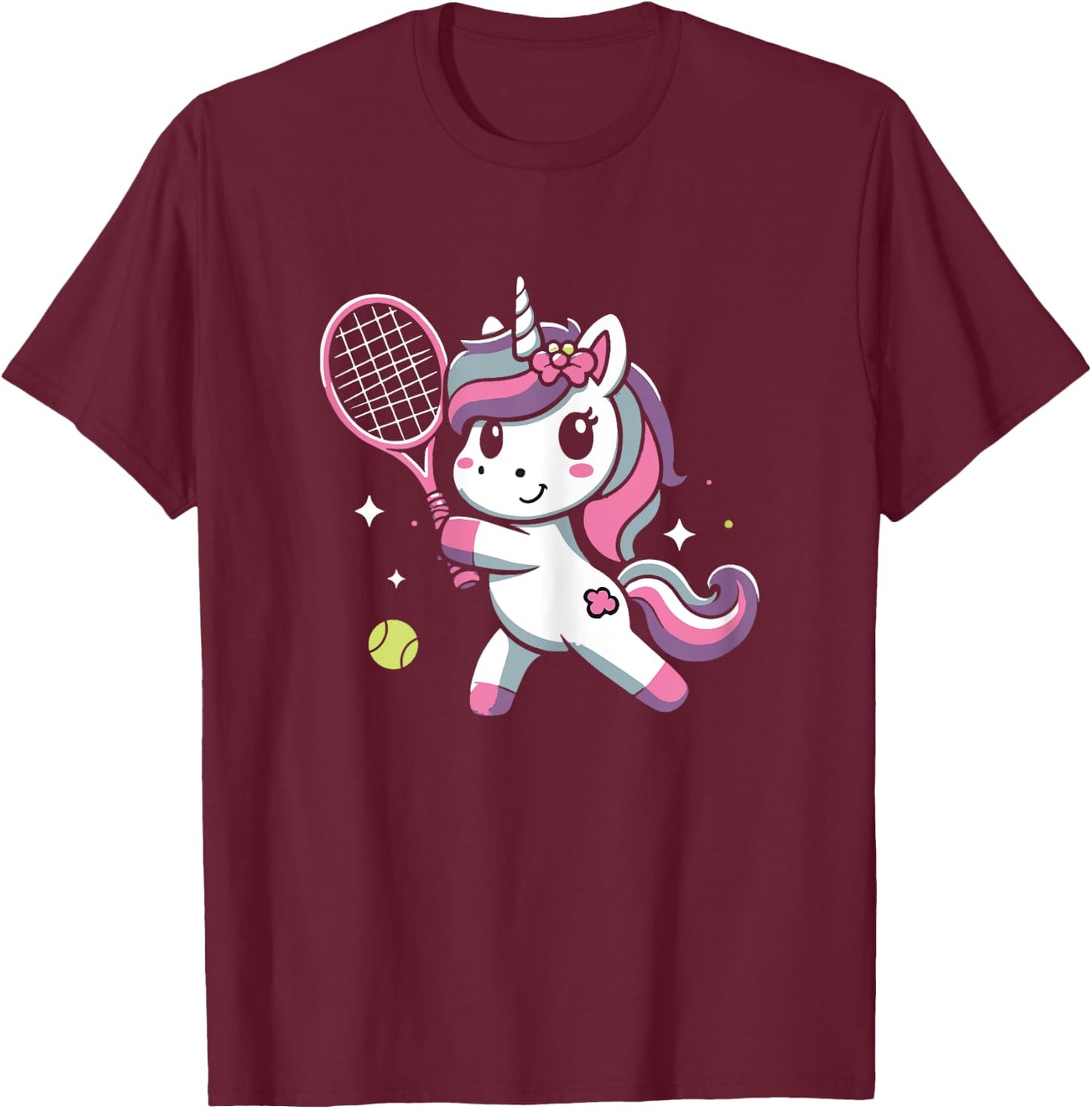 Unicorn Playing Tennis Funny Unicorn Lover T-Shirt - T-Shirt | Maroon