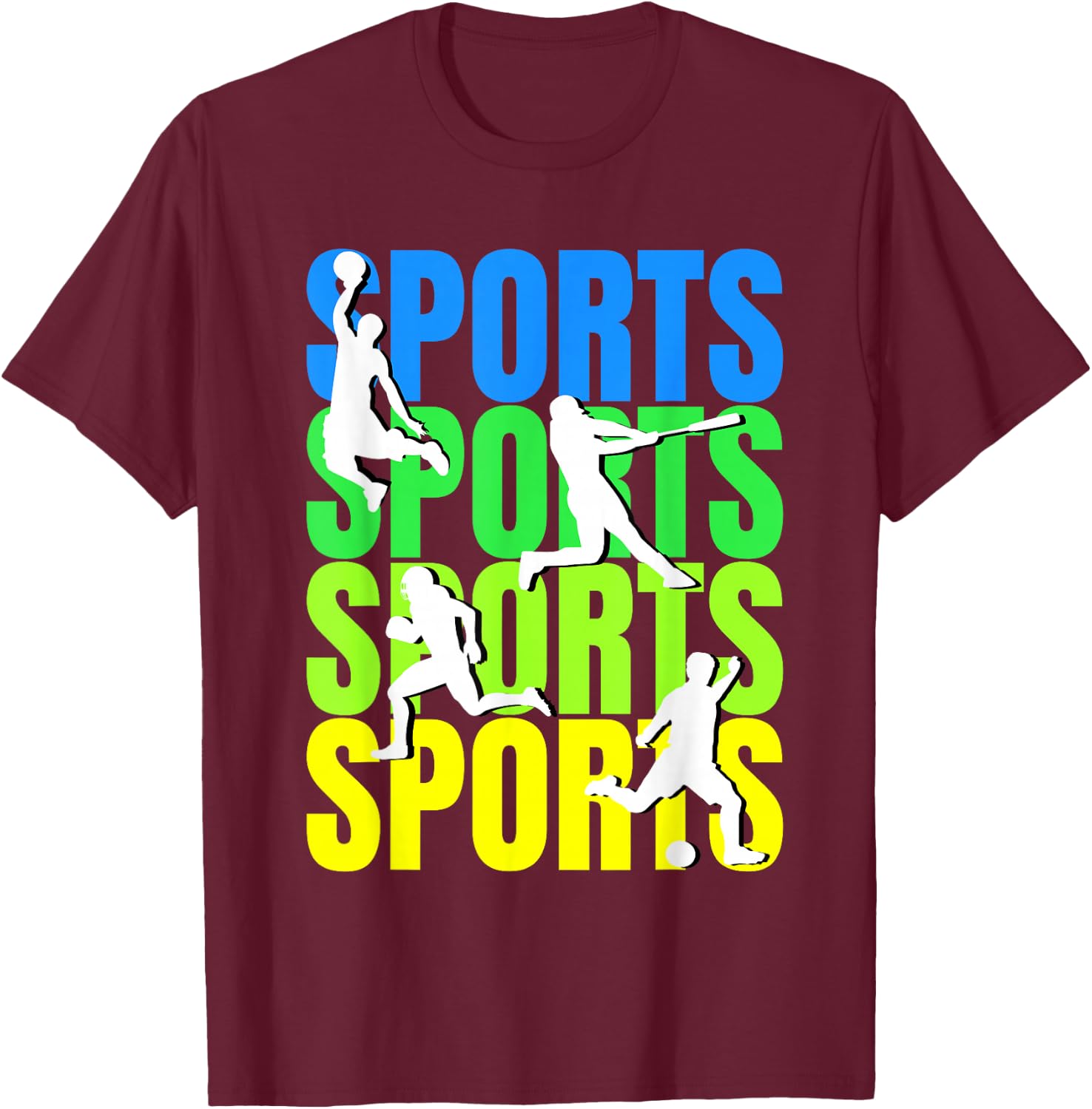 Multi-Sport Enthusiast - Basketball Baseball Soccer Football T-Shirt - T-Shirt | Maroon
