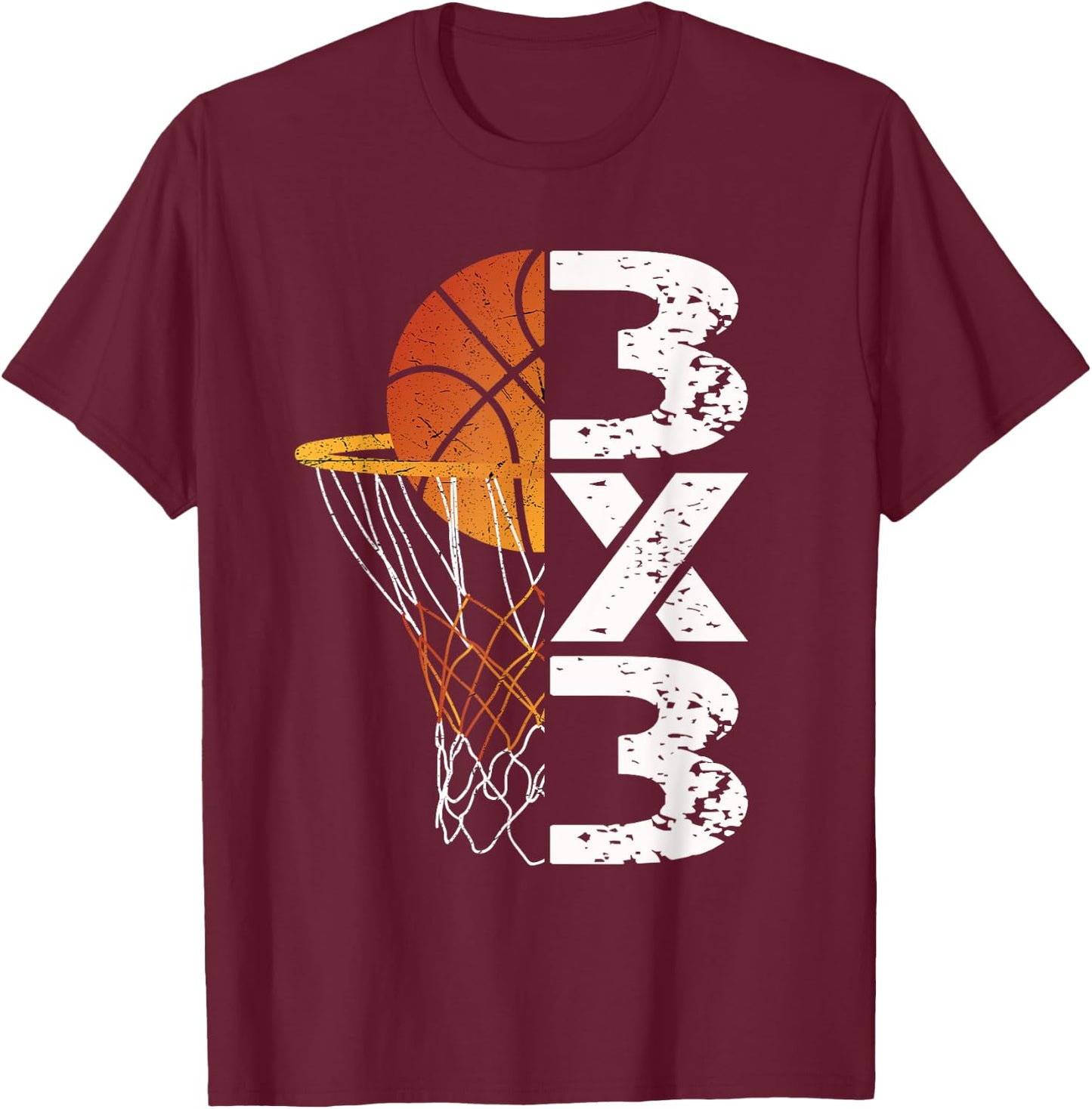 3X3 Basketball T-Shirt - T-Shirt | Maroon