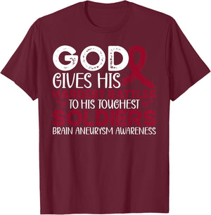 Brain Aneurysm Warrior Brain Aneurysm Awareness T-Shirt - T-Shirt | Maroon