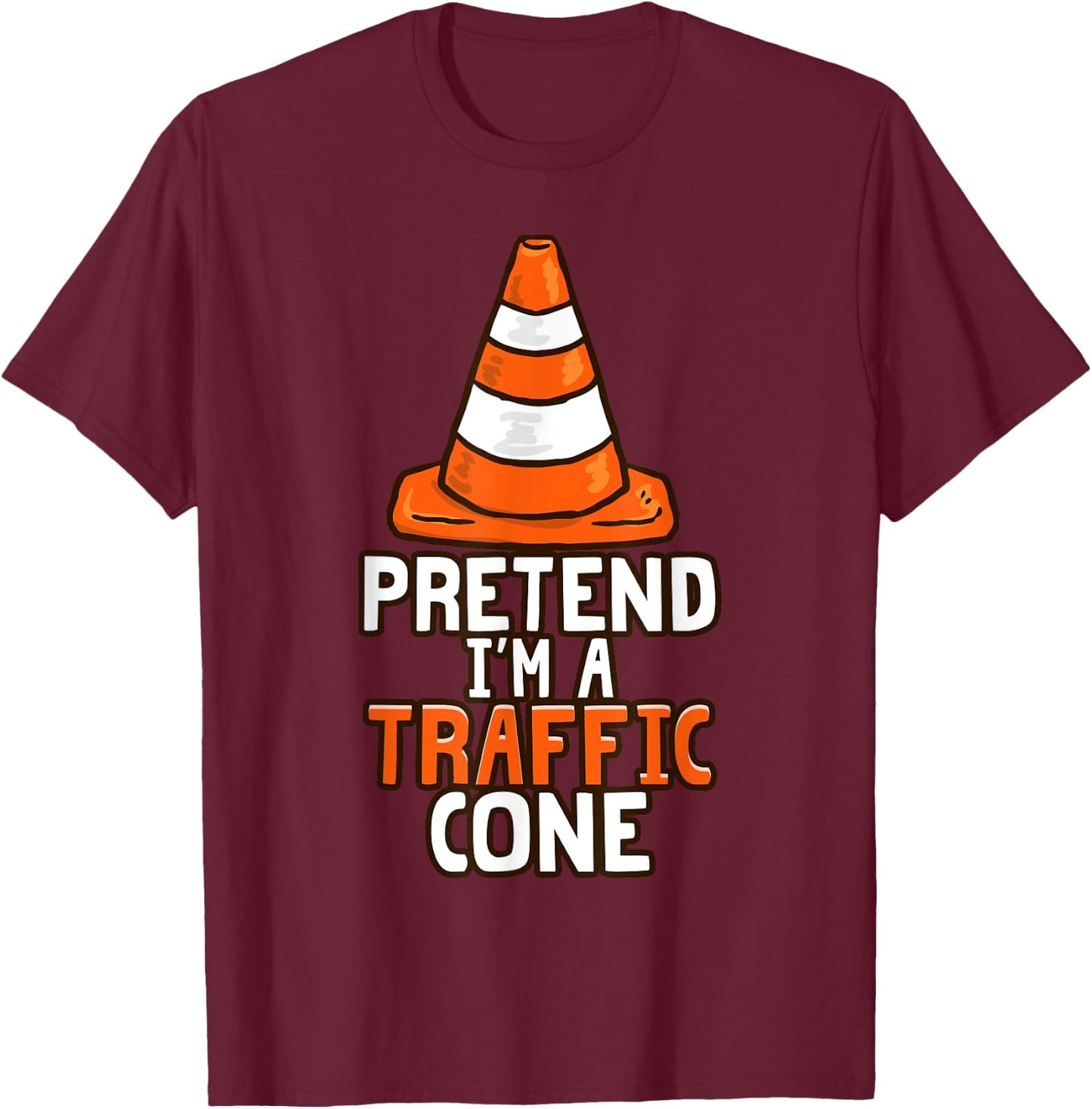 Retro I'm a Traffic Cone Lazy Halloween Costume Kids Adults T-Shirt - T-Shirt | Maroon