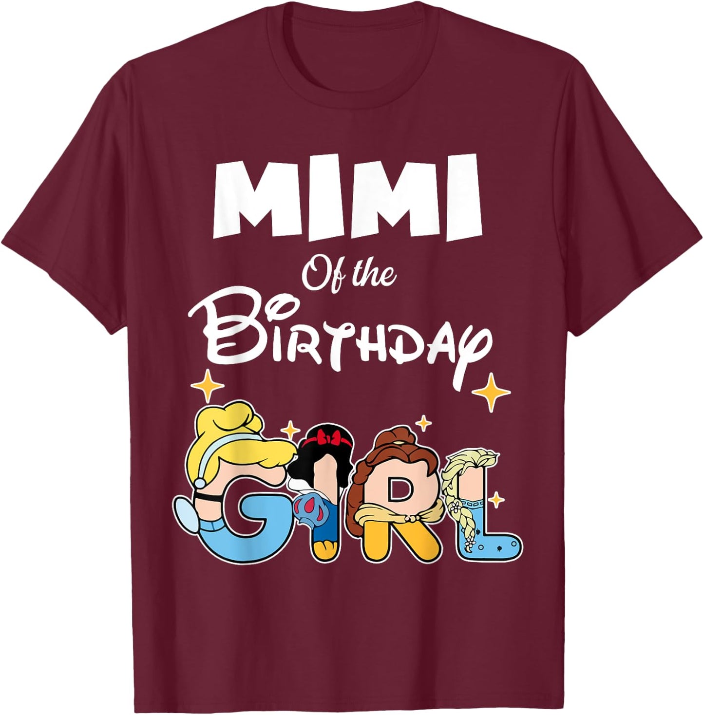 Mimi Of The Birthday Girl Princess Family Matching T-Shirt - T-Shirt | Maroon