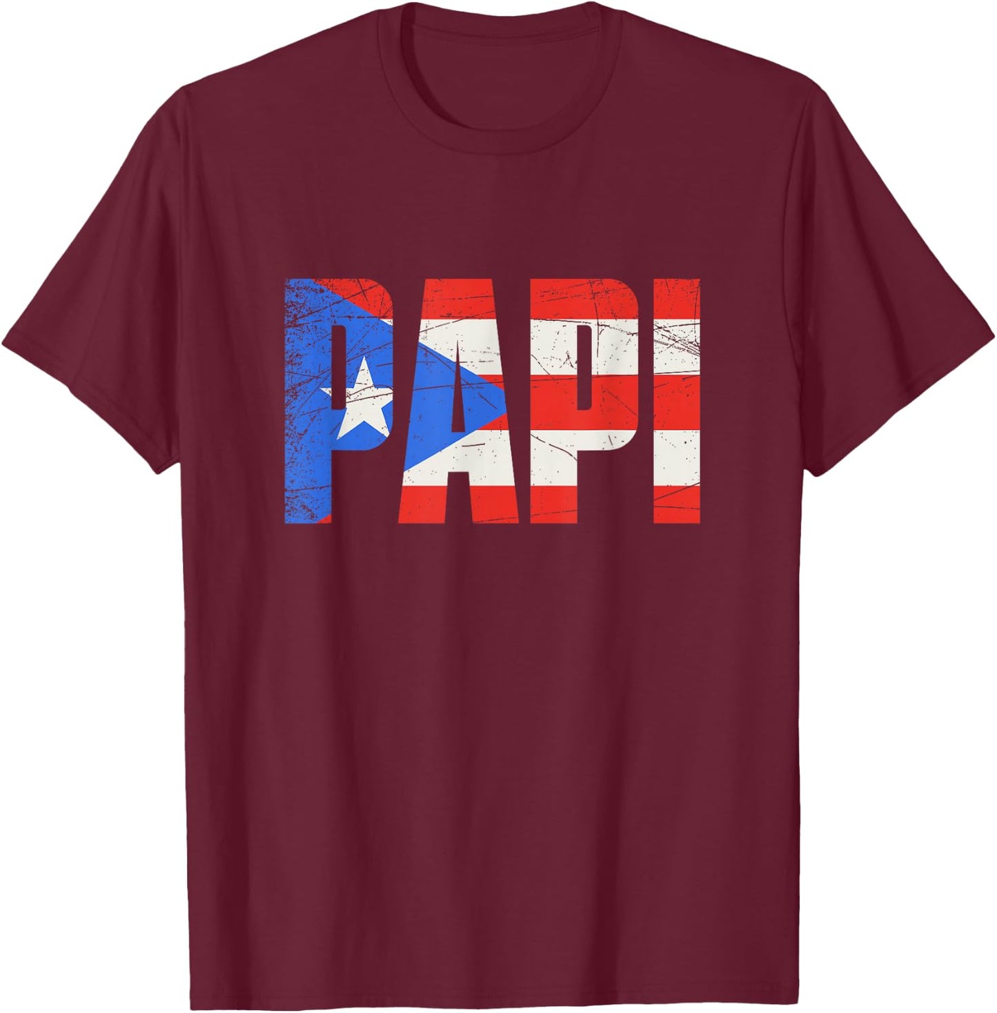 Puerto Rico Papi, Puerto Rican Flag T-Shirt - T-Shirt | Maroon
