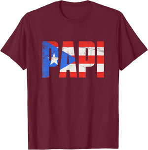 Puerto Rico Papi, Puerto Rican Flag T-Shirt - T-Shirt | Maroon