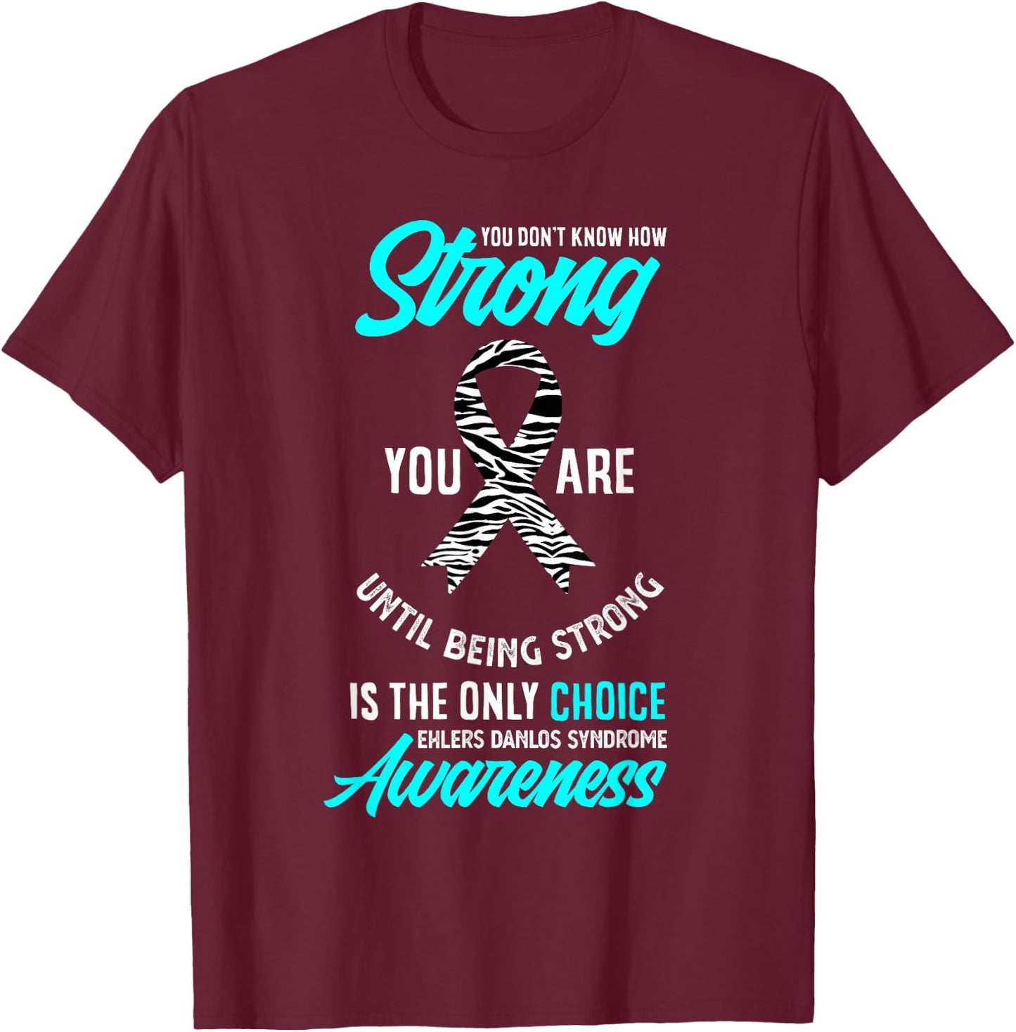 Ehlers Danlos Syndrome Awareness Apparel & Gifts EDS Warrior -Adults Kids Black Short Sleeve Small T-Shirt - T-Shirt | Maroon
