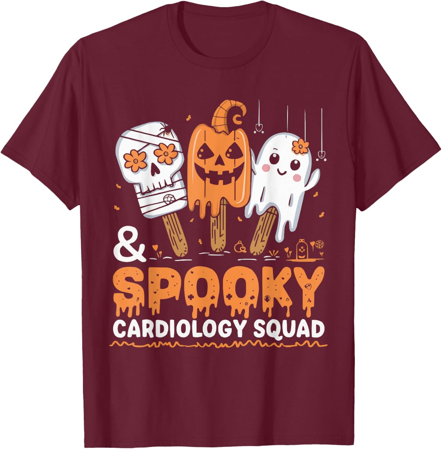 Cardiology Nurse Halloween Spooky Nursing Trick Or Treat T-Shirt - T-Shirt | Maroon