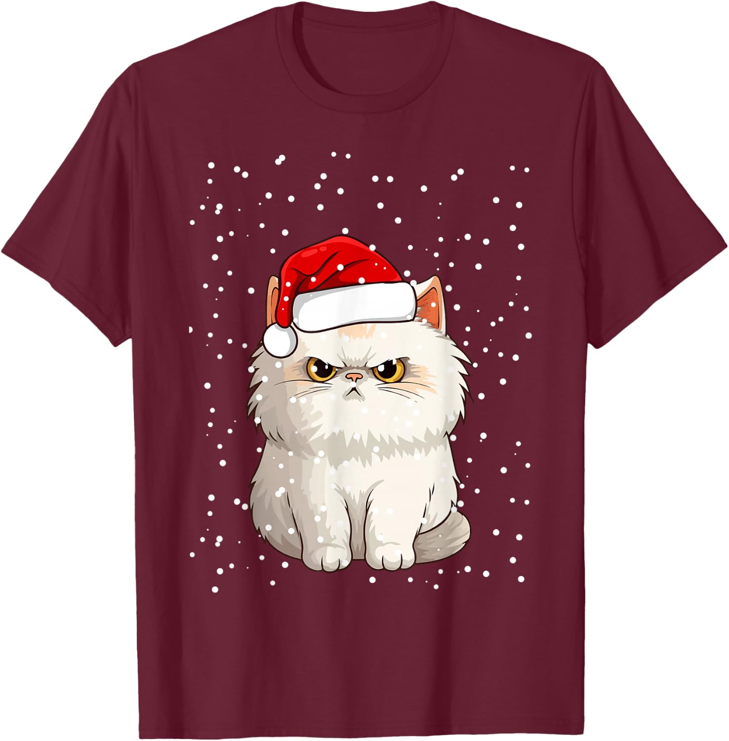 Funny Christmas Cat for Grumpy Teen, Girl, Boy, Mom or Dad! T-Shirt - T-Shirt | Maroon
