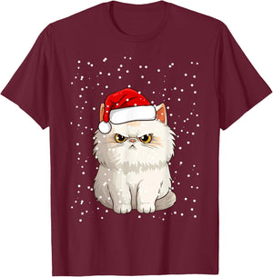 Funny Christmas Cat for Grumpy Teen, Girl, Boy, Mom or Dad! T-Shirt - T-Shirt | Maroon