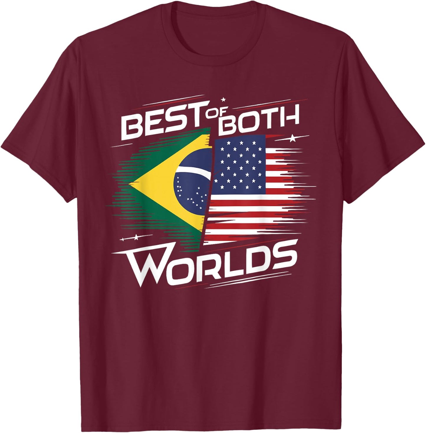 Half Brazilian Half American USA Flag Brazil America T-Shirt - T-Shirt | Maroon