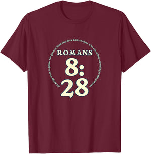 All Things Work Together For Good Bible Verse Roman 8:28 T-Shirt - T-Shirt | Maroon