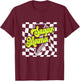 Sugar Mama 90s lighting bolt Checkered Vintage T-Shirt - T-Shirt | Maroon