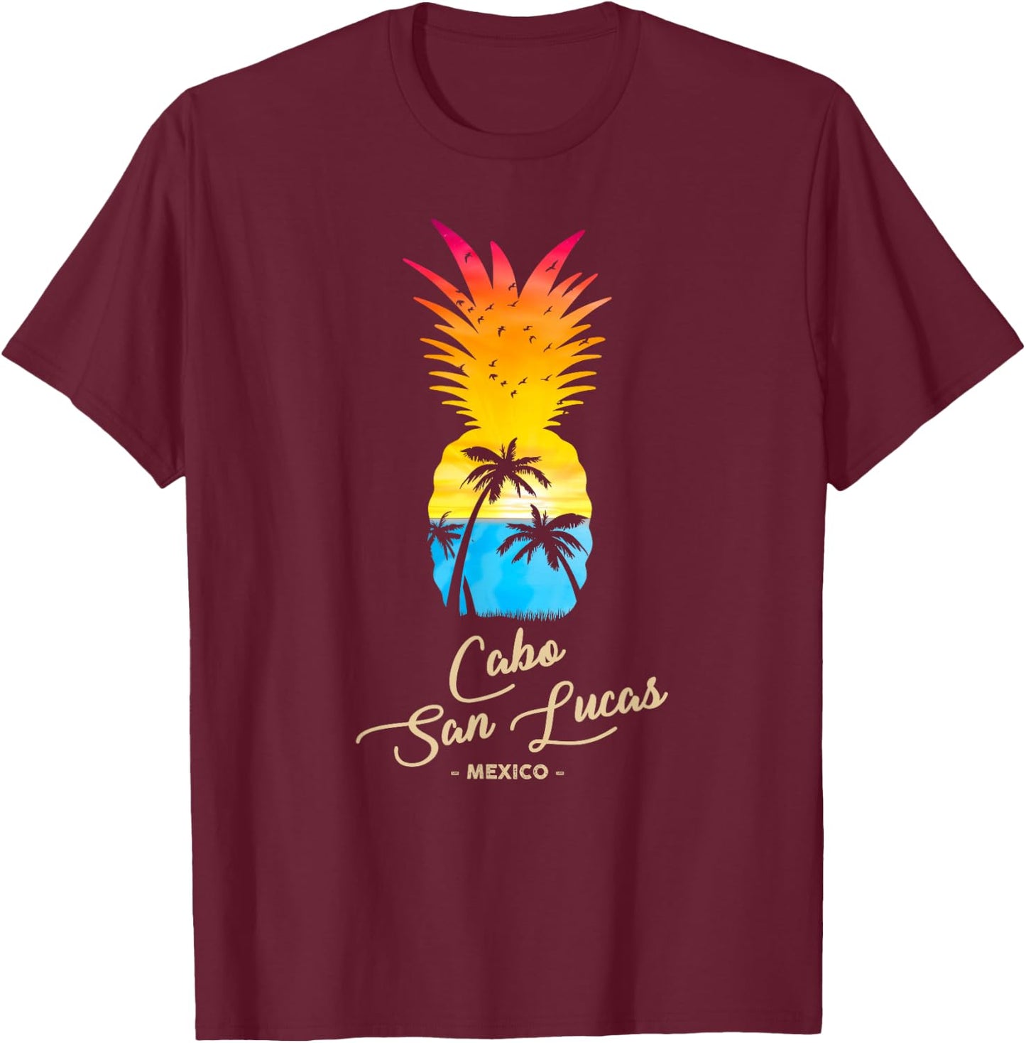 Cabo San Lucas Souvenir - Mexico Sunset T-Shirt - T-Shirt | Maroon